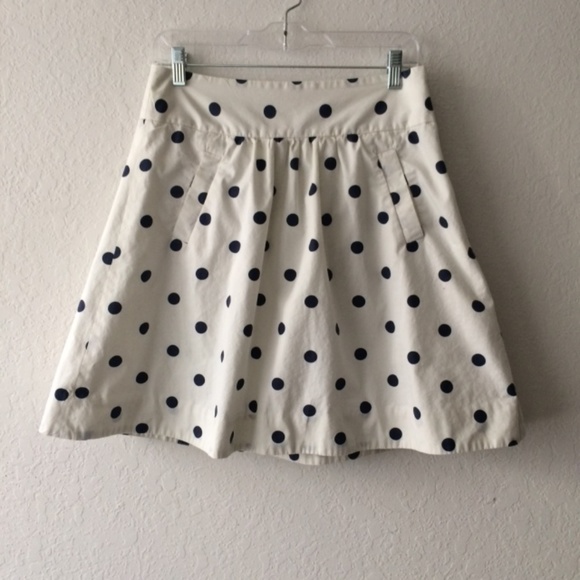 J. Crew Dresses & Skirts - J. Crew White and Navy Blue Polka Dot Skirt J1274